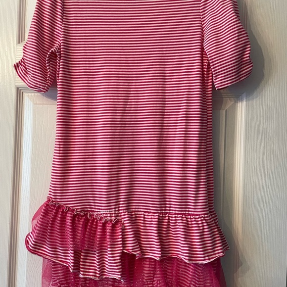 New Circo Girl’s XL Pink and White Striped Short Sleeve Tulle Dress - Picture 5 of 6